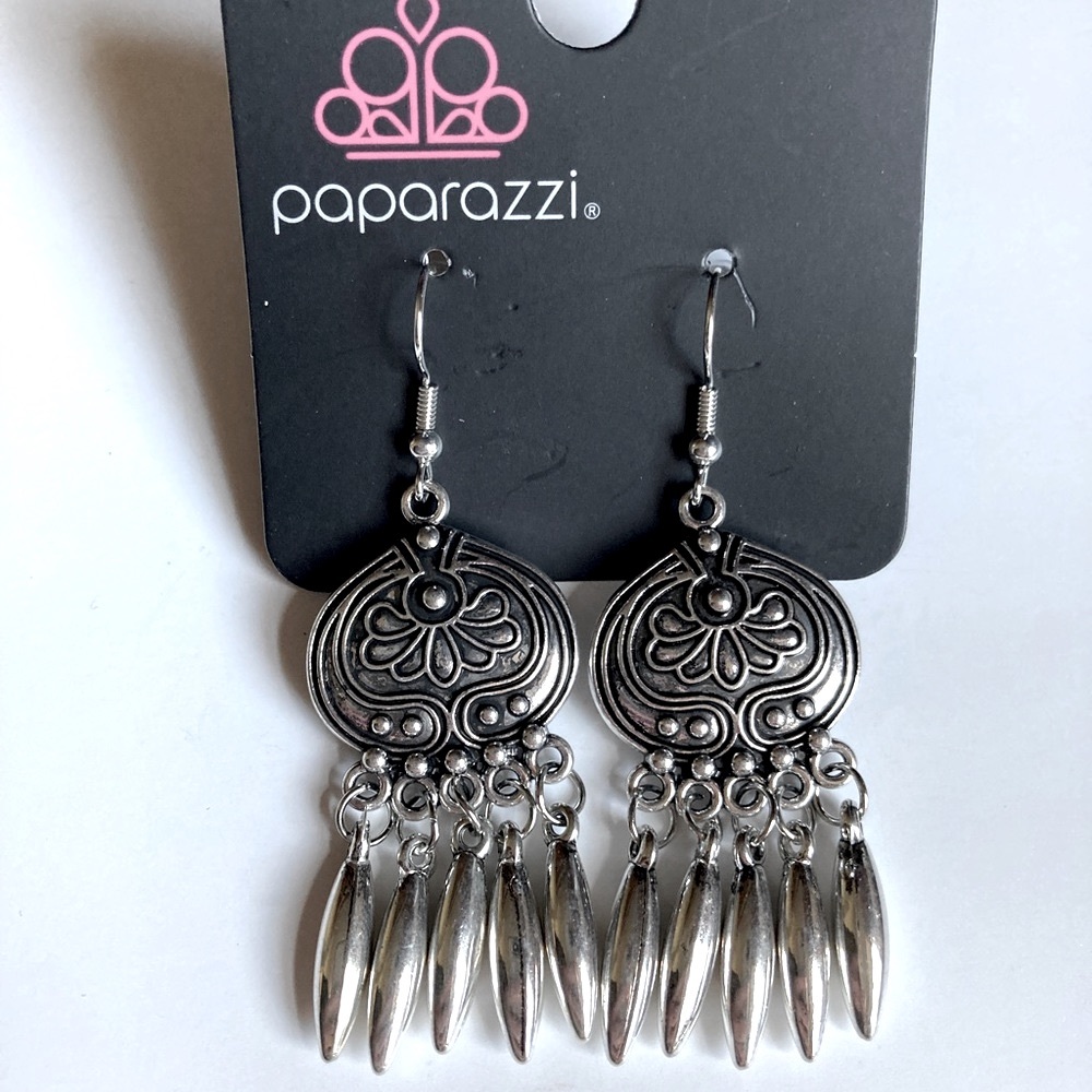 NWT Silver Dangle Fringe Earrings